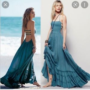 Rare olive green Free People Extra Tropical Dress